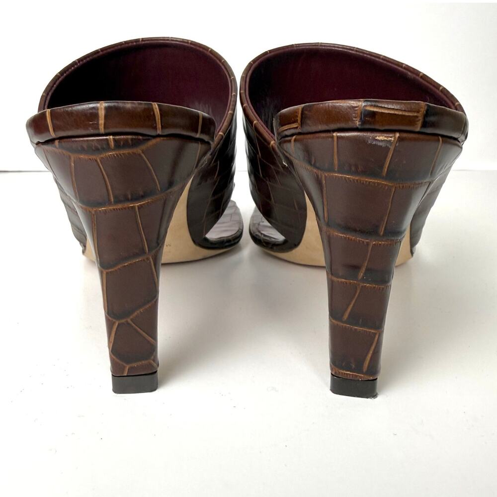 STAUD Luna Croc-Embossed Leather Mules Heels Shoes Square-Toe 37.5 (US 7.5) - Picture 10 of 13